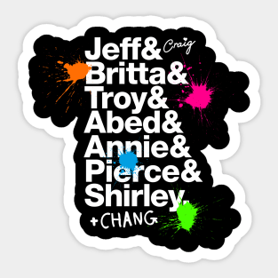 Community Roll Call – character names and paintballs Sticker